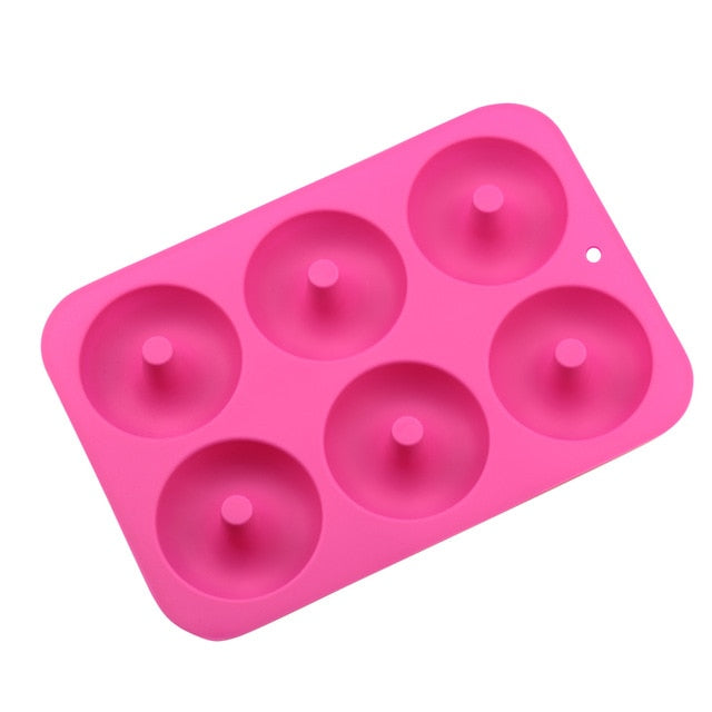 Moule à donuts en silicone antiadhésif / Appareil à beignets x 6 | rose