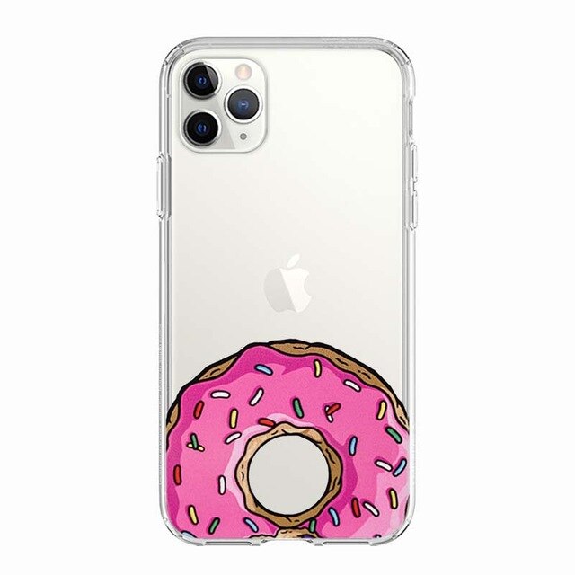 Coque téléphone Frites/Donuts/Pizza: étui souple pour iPhone 11 7 X 8 6 6S Plus 5S