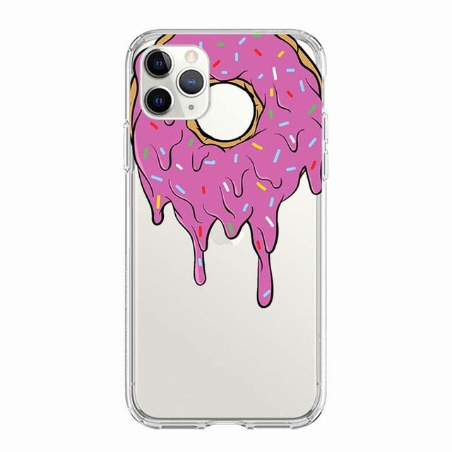 Coque téléphone Frites/Donuts/Pizza: étui souple pour iPhone 11 7 X 8 6 6S Plus 5S