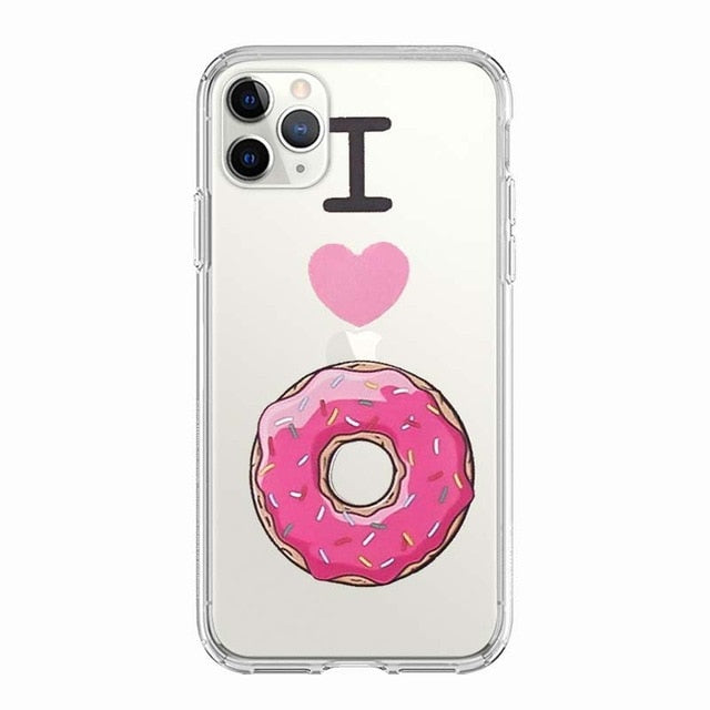 Coque téléphone Frites/Donuts/Pizza: étui souple pour iPhone 11 7 X 8 6 6S Plus 5S