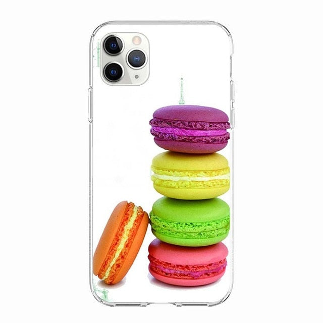 Coque téléphone Frites/Donuts/Pizza: étui souple pour iPhone 11 7 X 8 6 6S Plus 5S