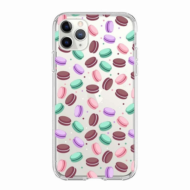 Coque téléphone Frites/Donuts/Pizza: étui souple pour iPhone 11 7 X 8 6 6S Plus 5S