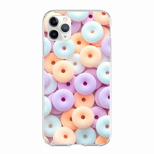 Coque téléphone Frites/Donuts/Pizza: étui souple pour iPhone 11 7 X 8 6 6S Plus 5S