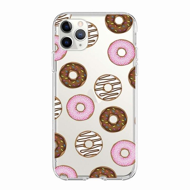 Coque téléphone Frites/Donuts/Pizza: étui souple pour iPhone 11 7 X 8 6 6S Plus 5S