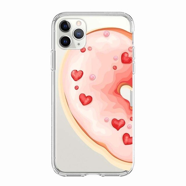 Coque téléphone Frites/Donuts/Pizza: étui souple pour iPhone 11 7 X 8 6 6S Plus 5S