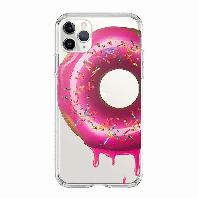 Coque téléphone Frites/Donuts/Pizza: étui souple pour iPhone 11 7 X 8 6 6S Plus 5S