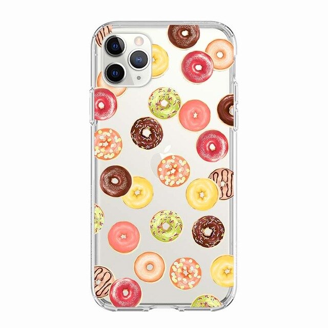 Coque téléphone Frites/Donuts/Pizza: étui souple pour iPhone 11 7 X 8 6 6S Plus 5S