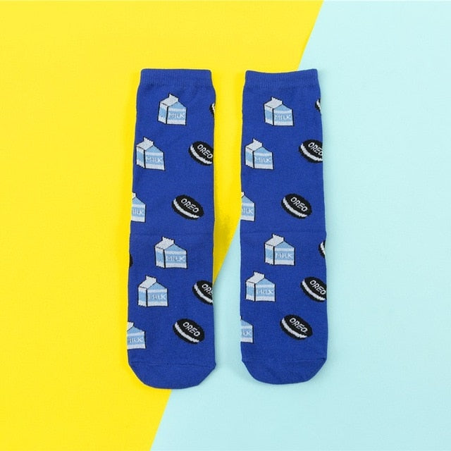Chaussettes donuts Femmes Dessin : Fruit / Banane / Avocat / Citron / Oeuf / Cookie