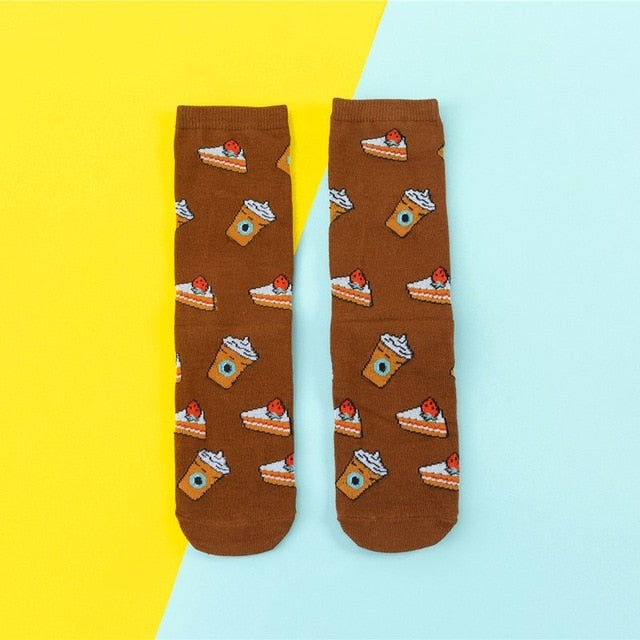 Chaussettes donuts Femmes Dessin : Fruit / Banane / Avocat / Citron / Oeuf / Cookie