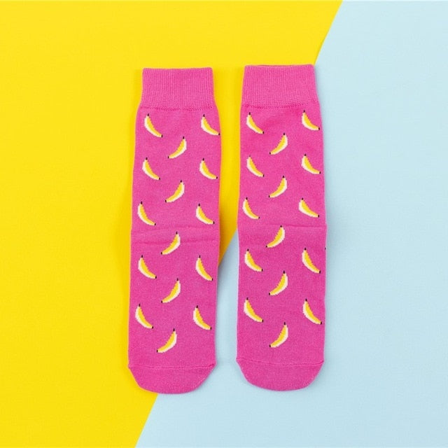 Chaussettes donuts Femmes Dessin : Fruit / Banane / Avocat / Citron / Oeuf / Cookie