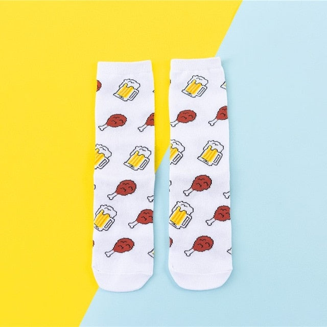 Chaussettes donuts Femmes Dessin : Fruit / Banane / Avocat / Citron / Oeuf / Cookie
