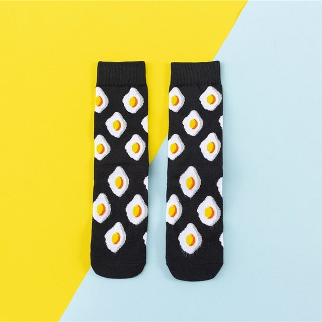 Chaussettes donuts Femmes Dessin : Fruit / Banane / Avocat / Citron / Oeuf / Cookie
