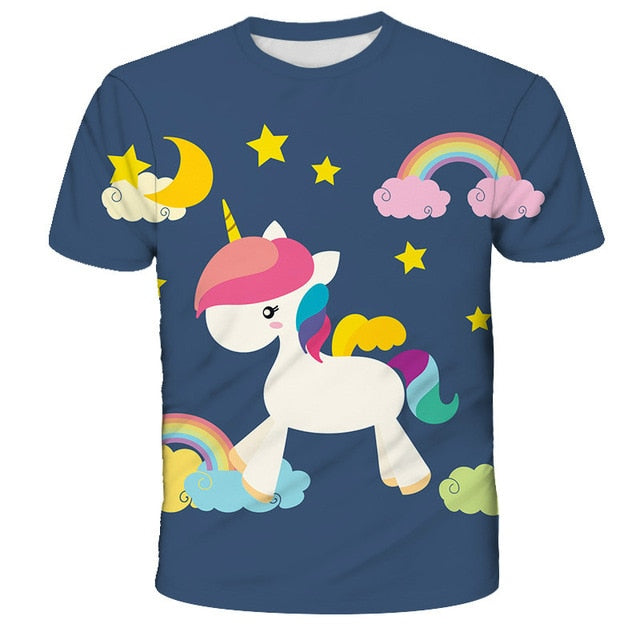 3D Girls Unicorn T-shirt Kids Clothes Donut Unicorn T-shirts for Kids Summer Kids Tops Suit Birthday Gift for Children Clothing
