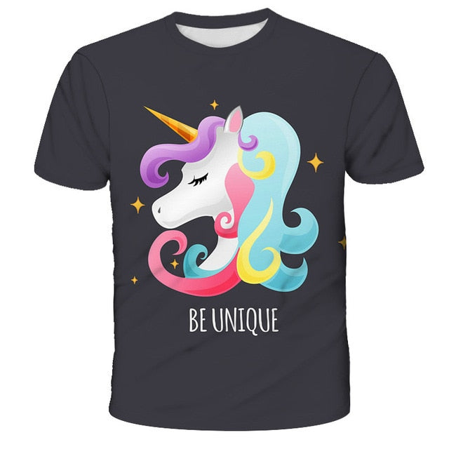 3D Girls Unicorn T-shirt Kids Clothes Donut Unicorn T-shirts for Kids Summer Kids Tops Suit Birthday Gift for Children Clothing