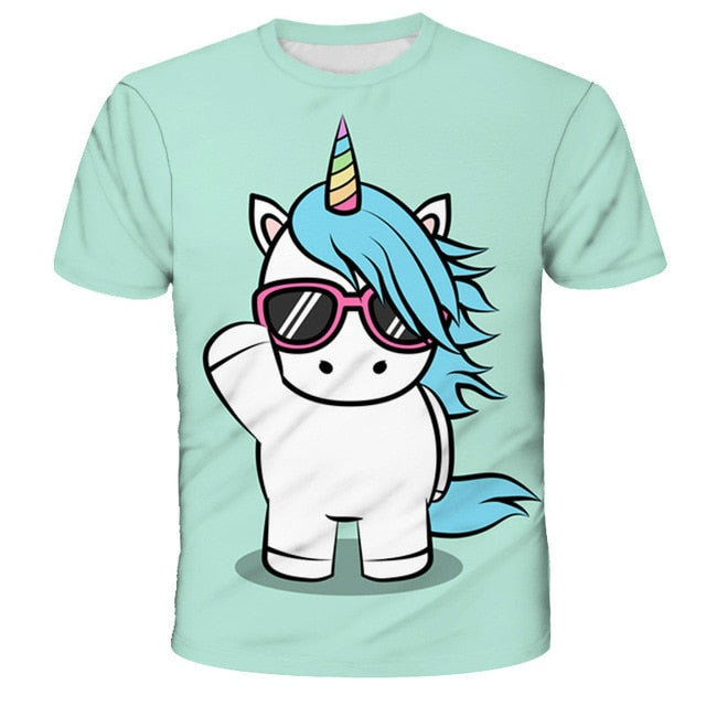 3D Girls Unicorn T-shirt Kids Clothes Donut Unicorn T-shirts for Kids Summer Kids Tops Suit Birthday Gift for Children Clothing