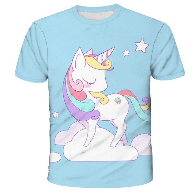 3D Girls Unicorn T-shirt Kids Clothes Donut Unicorn T-shirts for Kids Summer Kids Tops Suit Birthday Gift for Children Clothing