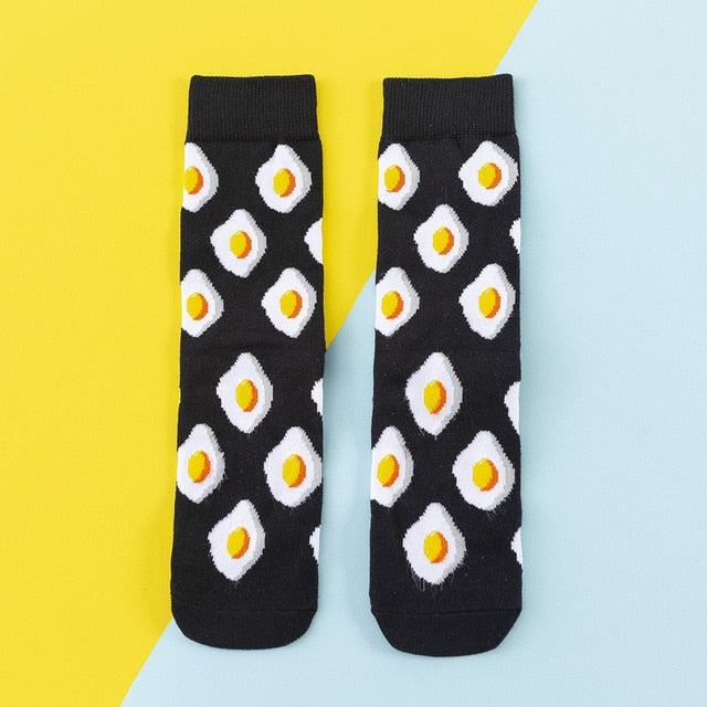 Chaussettes donuts colorées pour femmes Fruit / Banane / Avocat / Citron / Oeuf / Cookie