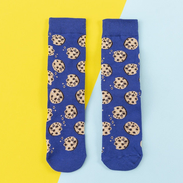 Chaussettes donuts colorées pour femmes Fruit / Banane / Avocat / Citron / Oeuf / Cookie