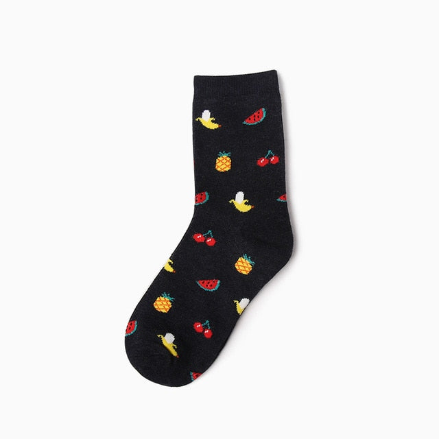Chaussettes donuts colorées pour femmes Fruit / Banane / Avocat / Citron / Oeuf / Cookie