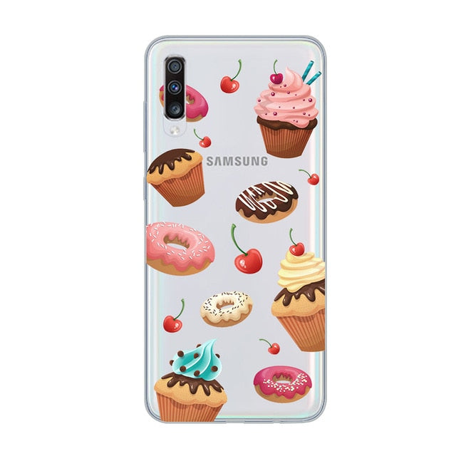 Coque smartphone donuts/chocolat/pizza pour Samsung Galaxy A51 S20 A71 A50 A70 A80 A90 A40 A30 A20 A60 A10 A20e