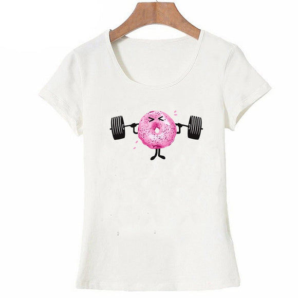 T-shirt femme imprimé Donut Fitness T-shirt d'été à manches courtes et col en O Tshirt femme T-shirts décontractés Tees Lady Esthétique