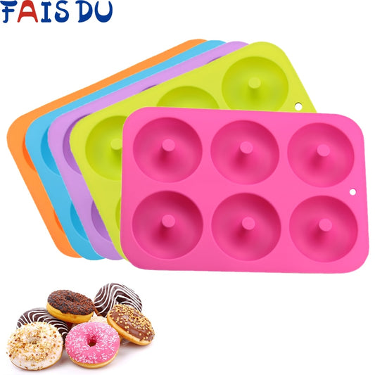 Moule à donuts en silicone antiadhésif / Appareil à beignets x 6 | rose