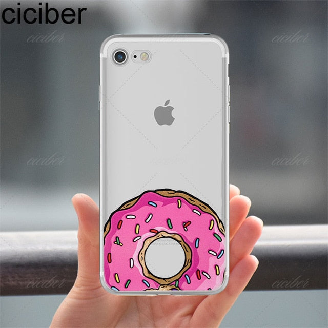 Coque téléphone Frites Donuts Pizza Food étui souple TPU Pour iPhone 11 Pro Max 6 6S 7 8 plus 5 5S SE XR X XS Max