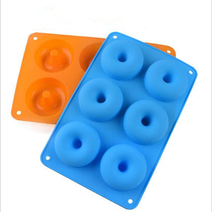 Moule à donuts en silicone antiadhésif / Appareil à beignets x 6 par 2 orange et bleu