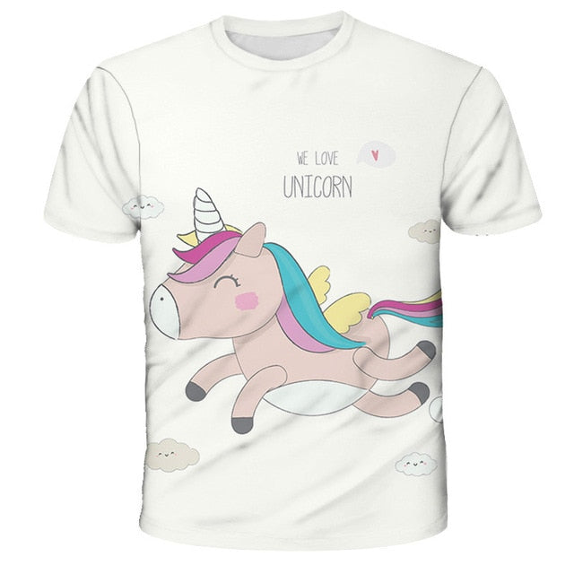 3D Girls Unicorn T-shirt Kids Clothes Donut Unicorn T-shirts for Kids Summer Kids Tops Suit Birthday Gift for Children Clothing