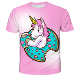 3D Girls Unicorn T-shirt Kids Clothes Donut Unicorn T-shirts for Kids Summer Kids Tops Suit Birthday Gift for Children Clothing