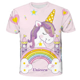 3D Girls Unicorn T-shirt Kids Clothes Donut Unicorn T-shirts for Kids Summer Kids Tops Suit Birthday Gift for Children Clothing