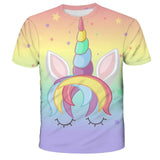 3D Girls Unicorn T-shirt Kids Clothes Donut Unicorn T-shirts for Kids Summer Kids Tops Suit Birthday Gift for Children Clothing