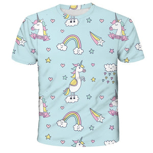 3D Girls Unicorn T-shirt Kids Clothes Donut Unicorn T-shirts for Kids Summer Kids Tops Suit Birthday Gift for Children Clothing